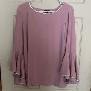 Roz&Ali dress shirt. Pink with rhinestones on the neck line and sleeves.